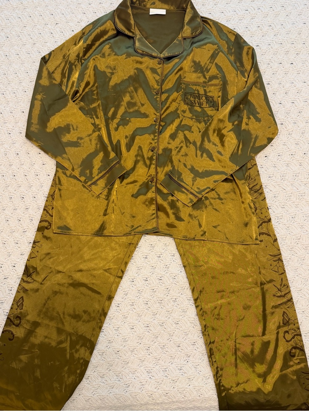 Taylor Swift Gold Satin Womens Pajama Set